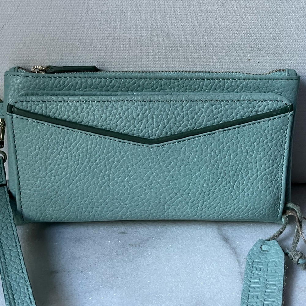 NEW Soft genuine Leather Wallet Wristlet Soft Light Green Made in India.. - Picture 3 of 16
